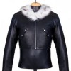 Final Fantasy 8 Squall Leonhart Fur Black Leather Jacket