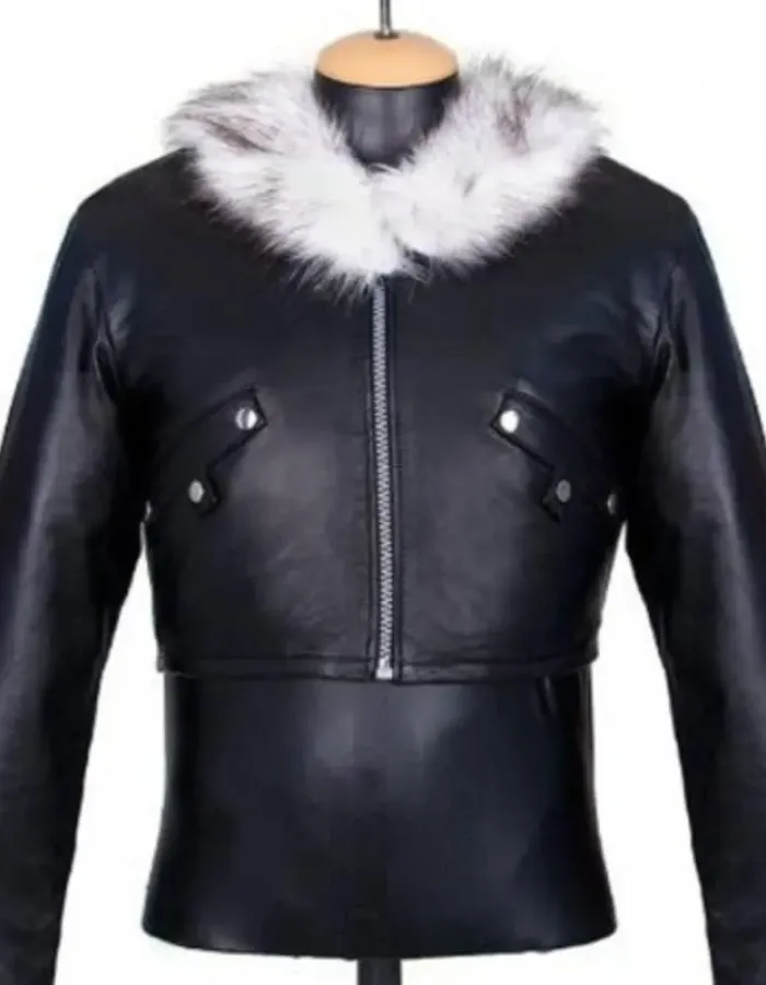 Final Fantasy 8 Squall Leonhart Fur Black Leather Jacket Final Fantasy 8 Squall Leonhart Fur Black Leather Jacket