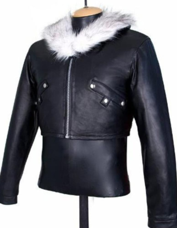 Final Fantasy 8 Squall Leonhart Fur Black Leather Jacket