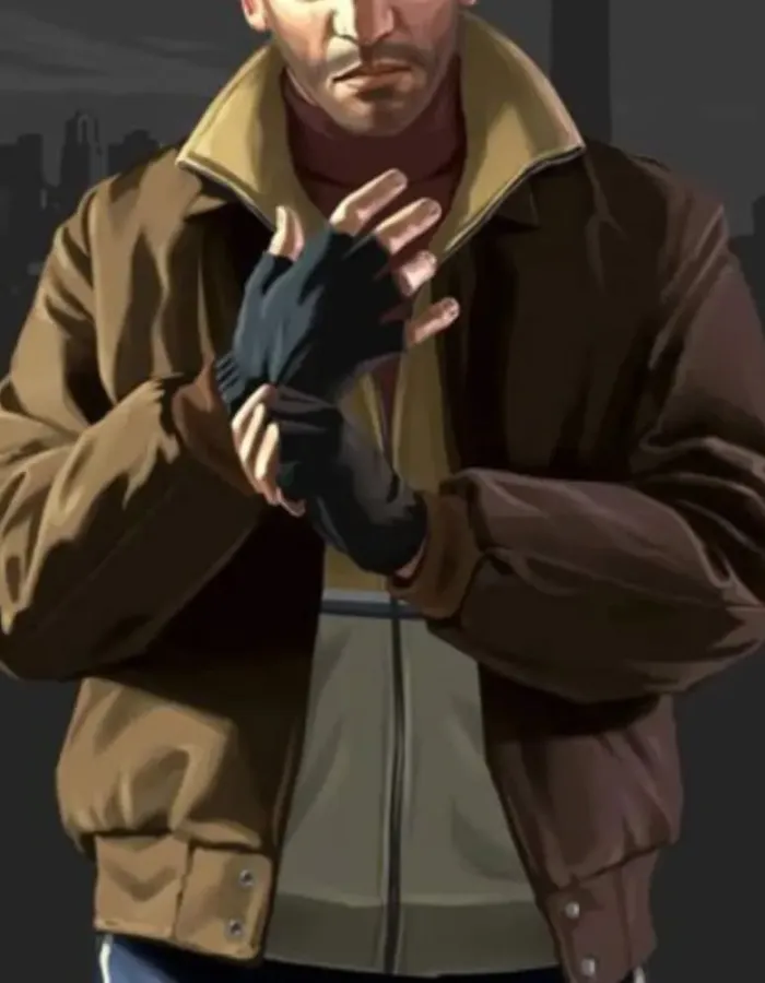 GTA Grand Theft Auto 4 Niko Bellic Leather Bomber Jacket