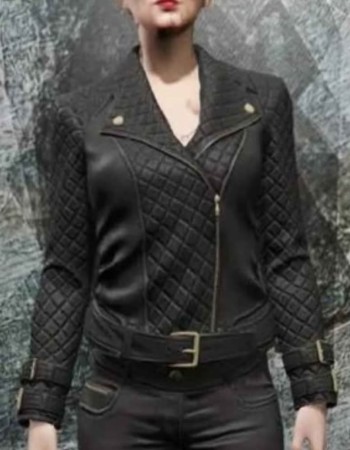 GTA 6 Female Protagonist Quilted Black Leather Jacket