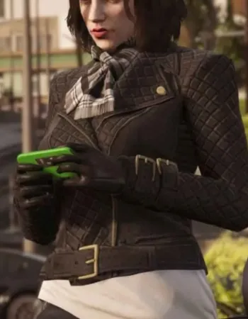 GTA 6 Female Protagonist Quilted Black Leather Jacket