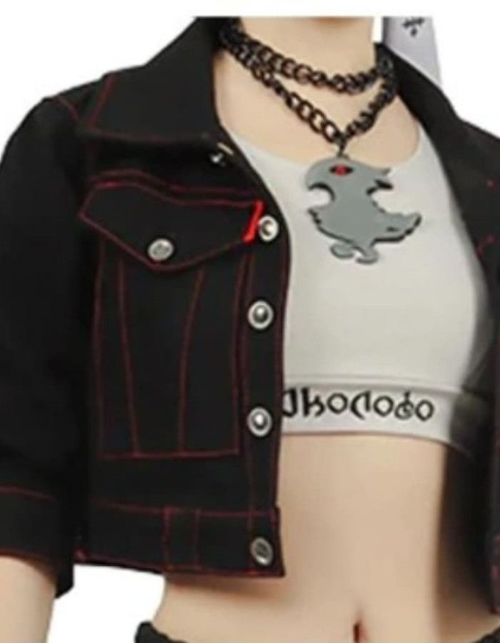 Hip Street FFXIV Cropped Black Denim Jacket Hip Street FFXIV Cropped Black Denim Jacket
