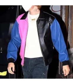 Justin Bieber Tricolor Bomber Leather Jacket