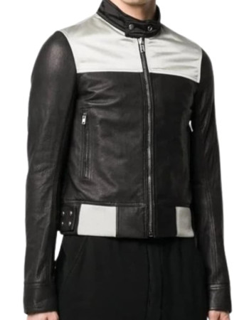 Mens Slim Fit Motorcycle Black Leather Jacket