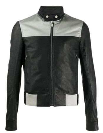 Mens Slim Fit Motorcycle Black Leather Jacket