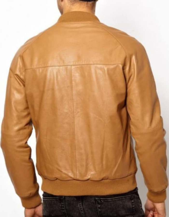 Mens Tan Brown Bomber Leather Jacket Mens Tan Brown Bomber Leather Jacket