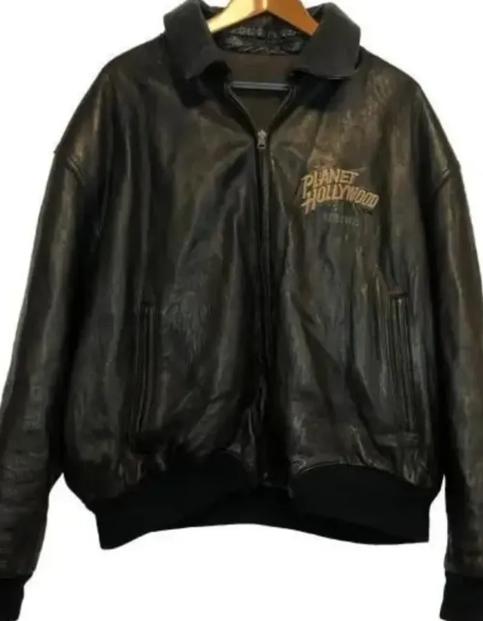 Planet Hollywood Beverly Hills Black Bomber Leather Jacket Planet Hollywood Beverly Hills Black Bomber Leather Jacket
