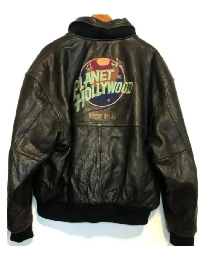 Planet Hollywood Beverly Hills Black Bomber Leather Jacket Planet Hollywood Beverly Hills Black Bomber Leather Jacket