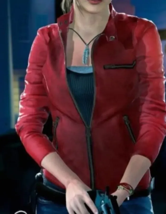 Resident Evil 2 Claire Redfield Red Leather Jacket