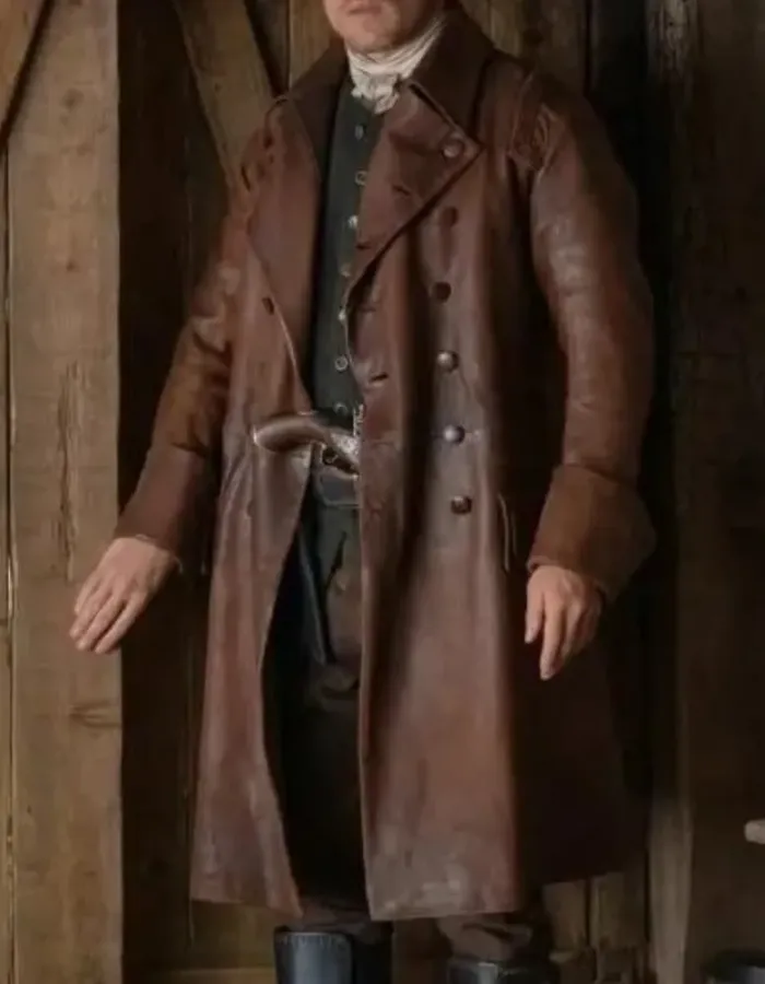 Sam Heughan Outlander S07 Jamie Fraser Brown Leather Trench Coat Sam Heughan Outlander S07 Jamie Fraser Brown Leather Trench Coat