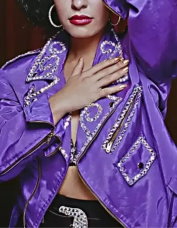Selena Quintanilla Biker Purple Leather Jacket