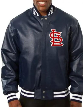St. Louis Cardinals Navy Leather Bomber Jacket