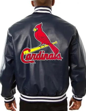 St. Louis Cardinals Navy Leather Bomber Jacket
