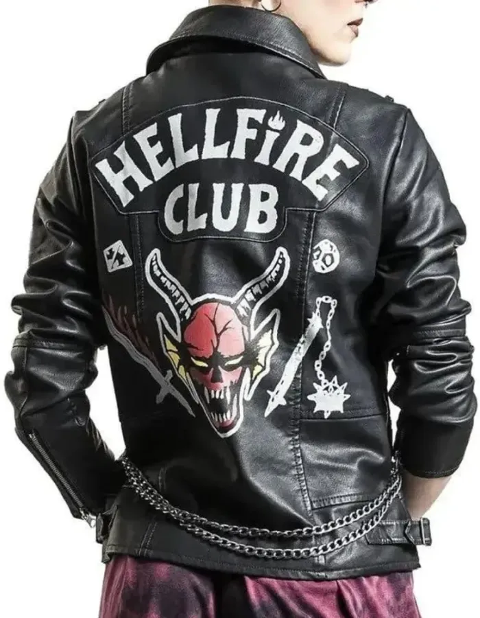 Stranger Things 4 Hellfire Club Black Biker Leather Jacket