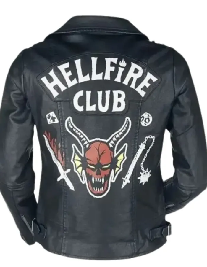 Stranger Things 4 Hellfire Club Black Biker Leather Jacket