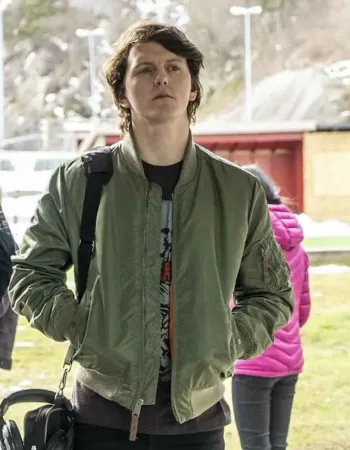 Ragnarok Jonas Strand Gravli (Laurits) Green Satin Bomber Jacket
