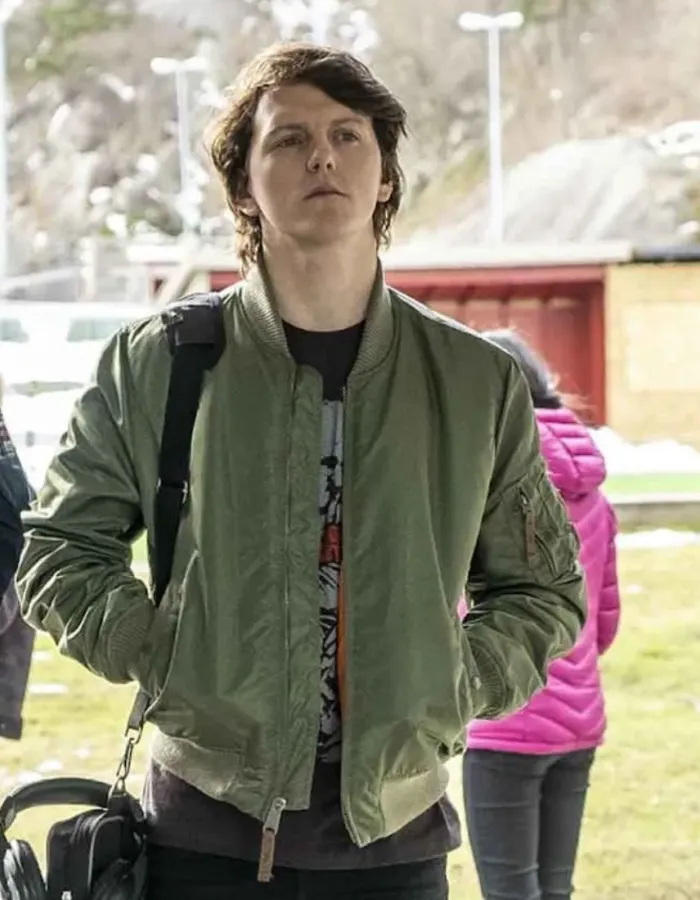 Ragnarok Jonas Strand Gravli (Laurits) Green Satin Bomber Jacket