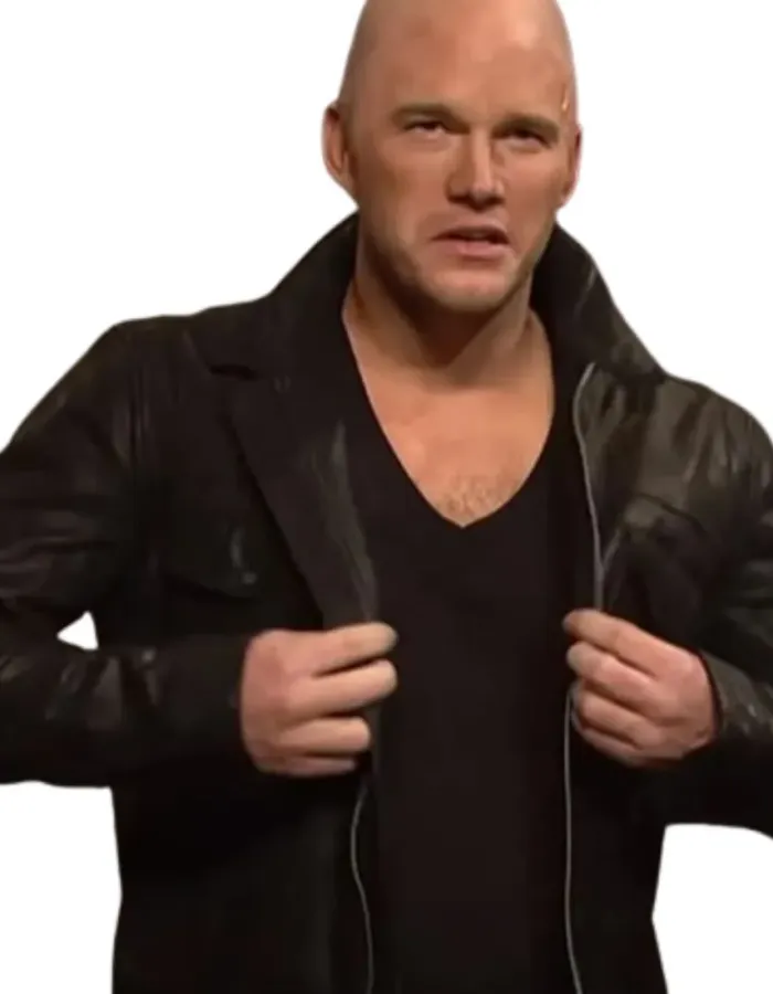 Saturday Night Live Chris Pratt (Jason Statham) Black Leather Jacket