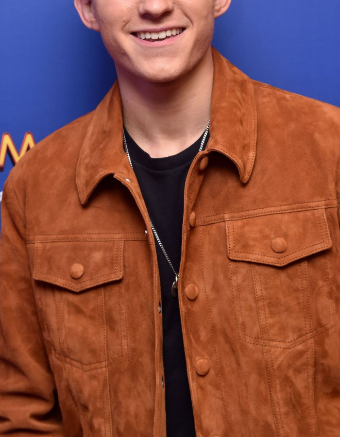 Spiderman Homecoming Tom Holland (Peter Parker) Brown Suede Leather Jacket