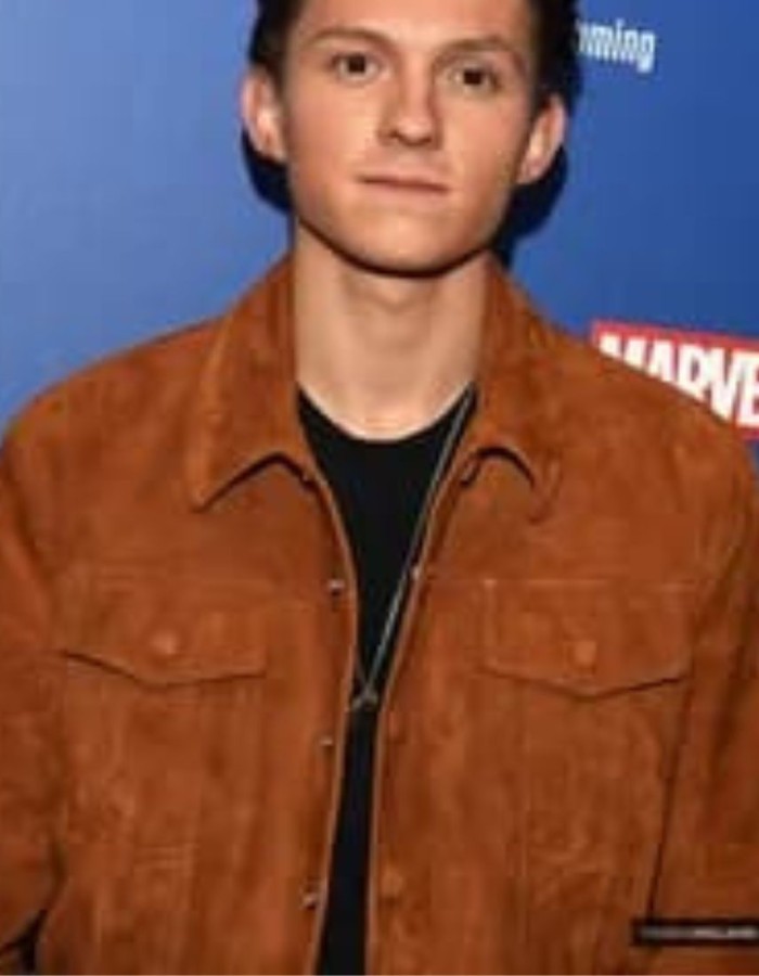 Spiderman Homecoming Tom Holland (Peter Parker) Brown Suede Leather Jacket