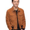 Spiderman Homecoming Tom Holland (Peter Parker) Brown Suede Leather Jacket