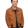 Spiderman Homecoming Tom Holland (Peter Parker) Brown Suede Leather Jacket
