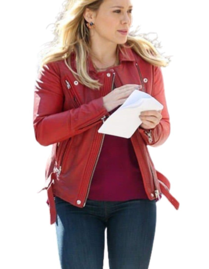 Younger Hilary Duff (Kelsey Peters) Red Leather Jacket
