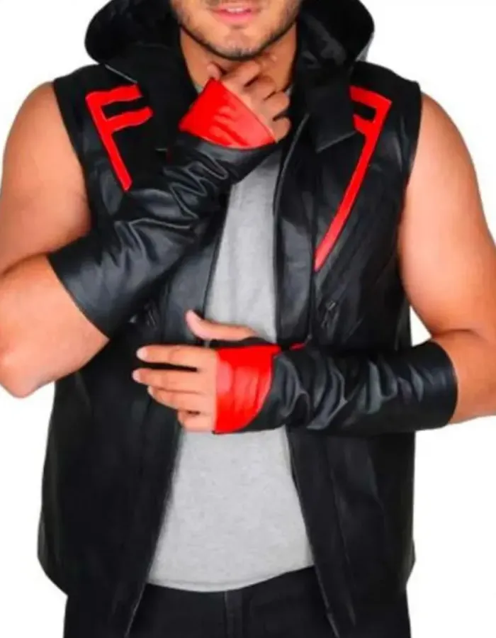 Mirror’s Edge Icarus Black Leather Hoodie Vest
