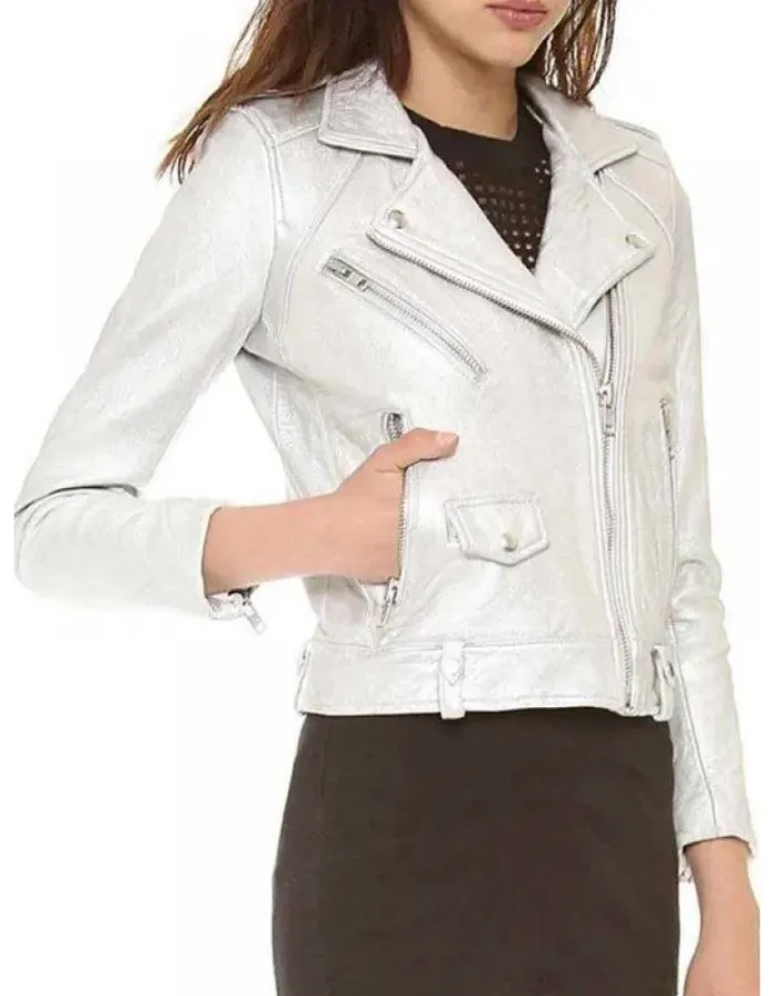 Arrow S5 (Thea Queen) Willa Holland White Leather Jacket