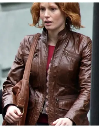 88 Minutes (Kim Cummings) Alicia Witt Brown Leather Jacket