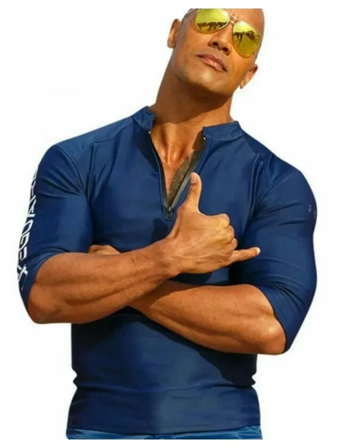 Baywatch Dwayne Johnson (Mitch Buchannon) Blue Fleece Jacket