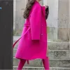 Emily in Paris Lily Collins (Emily Cooper) Pink Wool Coat