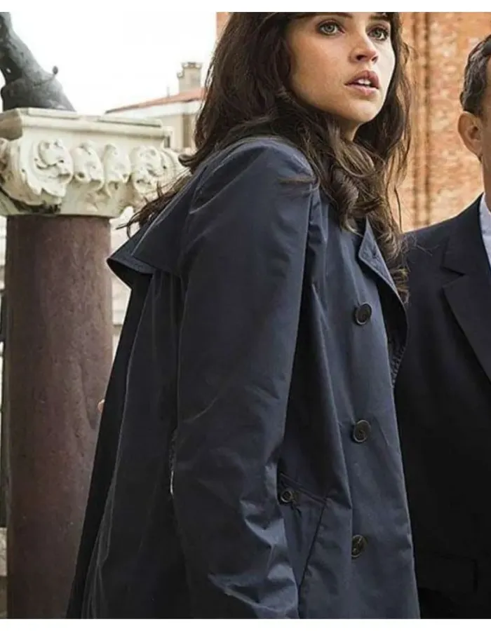 Inferno  Felicity Jones (Sienna Brooks) Blue Cotton Coat