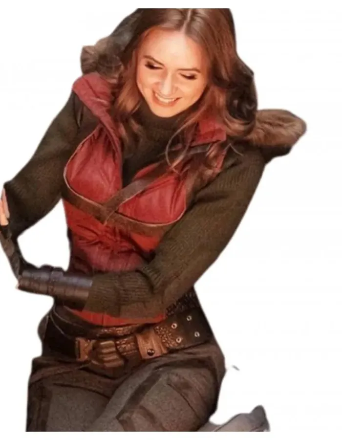 Jumanji 3 Karen Gillan (Ruby) Maroon Leather Vest