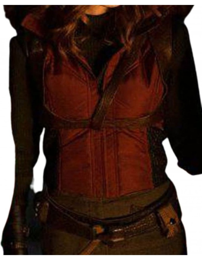 Jumanji 3 Karen Gillan (Ruby) Maroon Leather Vest