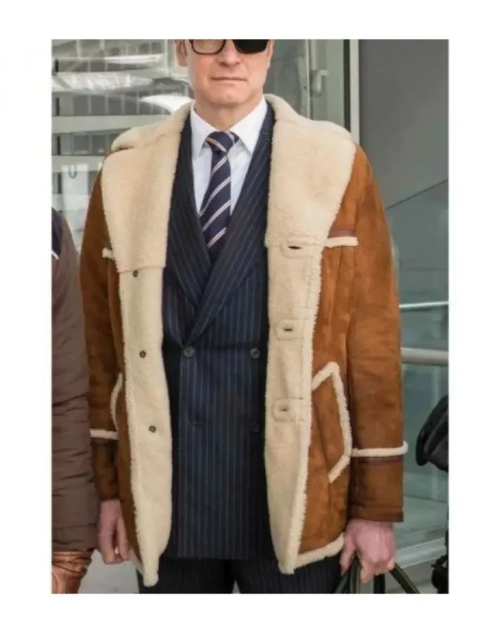 Kingsman Golden Circle Colin Firth (Harry Hart) Brown Suede Leather Coat