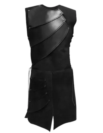Men's Medieval Sleeveless Black Leather Costume