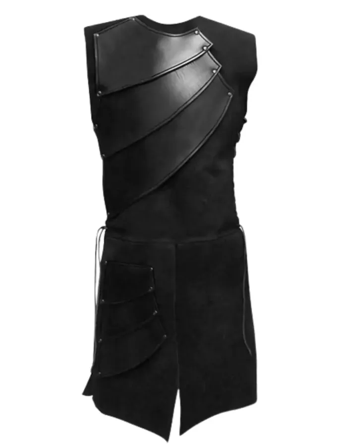 Men's Medieval Sleeveless Black Leather Costume Men's Medieval Sleeveless Black Leather Costume