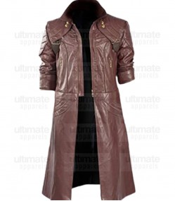 Mens DMC Dante Cosplay Maroon Leather Coat  Mens DMC Dante Cosplay Maroon Leather Coat
