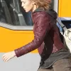 Peppermint Jennifer Garner (Riley North) Maroon Leather Jacket