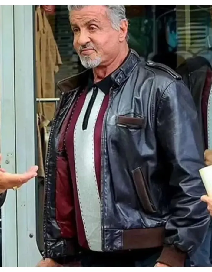 Tulsa King (Dwight Manfredi) Sylvester Stallone Black Leather Jacket