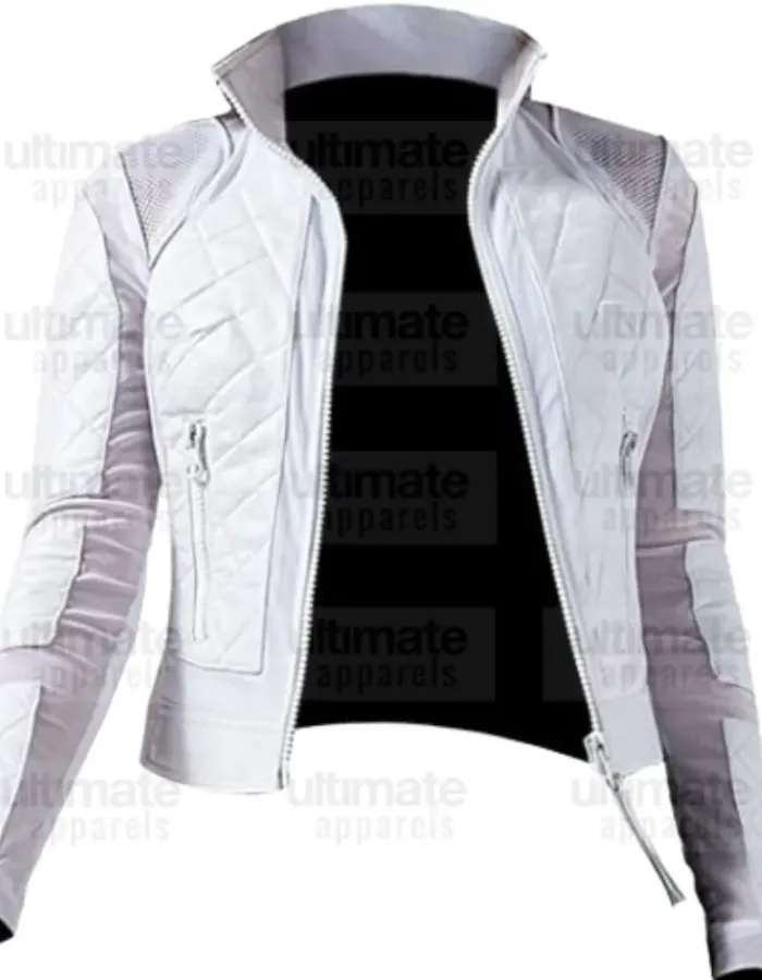 Women's Diamond Lace Up White Biker Leather Jacket Women's Diamond Lace Up White Biker Leather Jacket