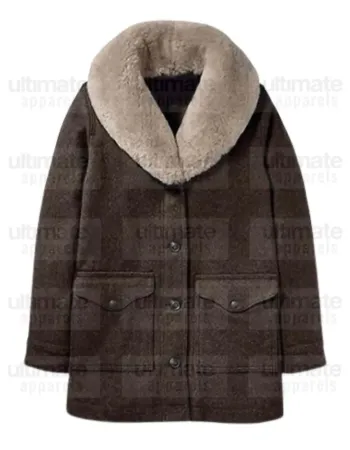 Yellowstone Kelly Reilly (Beth Dutton) Fur Collar Wool Coat