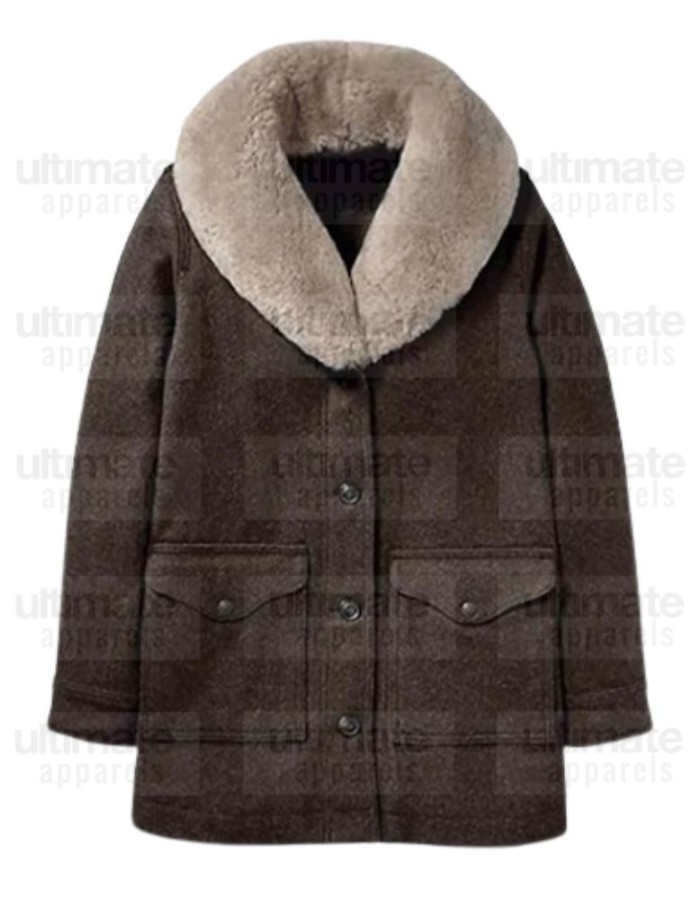 Yellowstone Kelly Reilly (Beth Dutton) Fur Collar Wool Coat