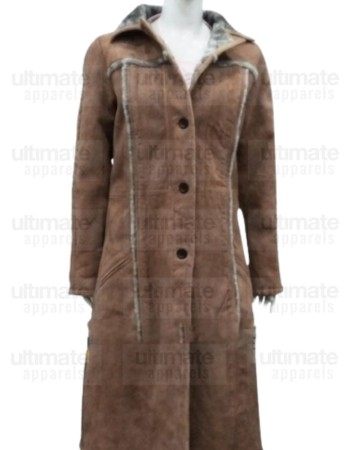 Yellowstone Kelly Reilly Beth Dutton Fur Shearling Leather Coat