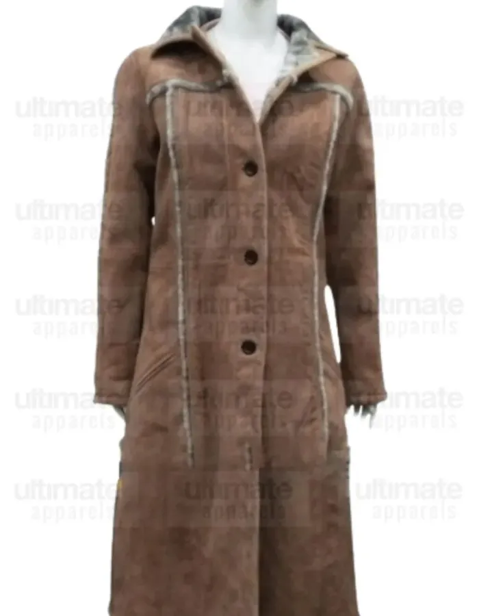 Yellowstone Kelly Reilly Beth Dutton Fur Shearling Leather Coat