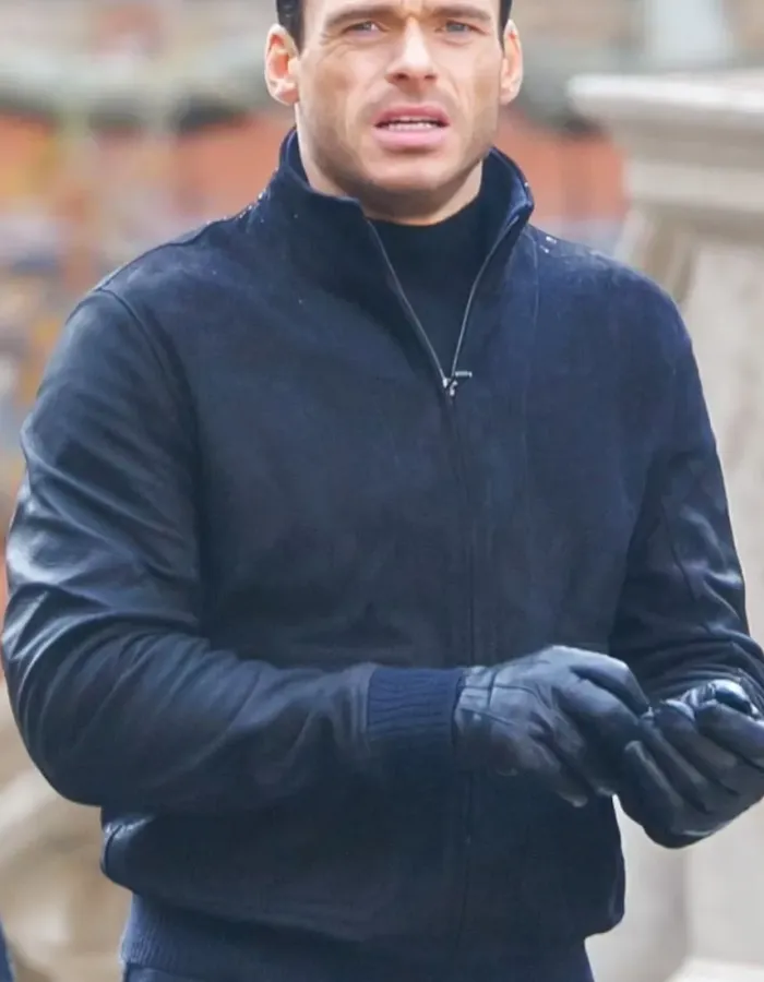 Citadel 2023 Richard Madden (Mason Kane) Blue Suede Leather Jacket