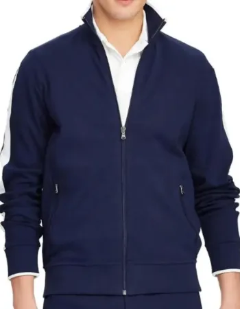 Ted Lasso Brett Goldstein (Roy Kent) Blue Fleece Track Jacket
