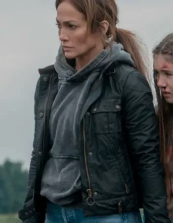 The Mother 2023 Jennifer Lopez (the Mother) Black Leather Jacket